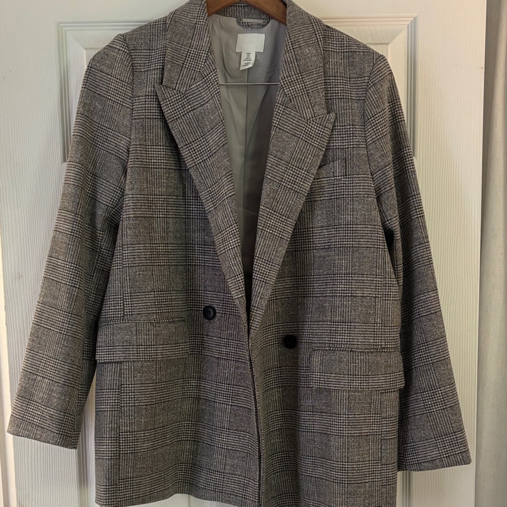H&M Black and White Textured Blazer